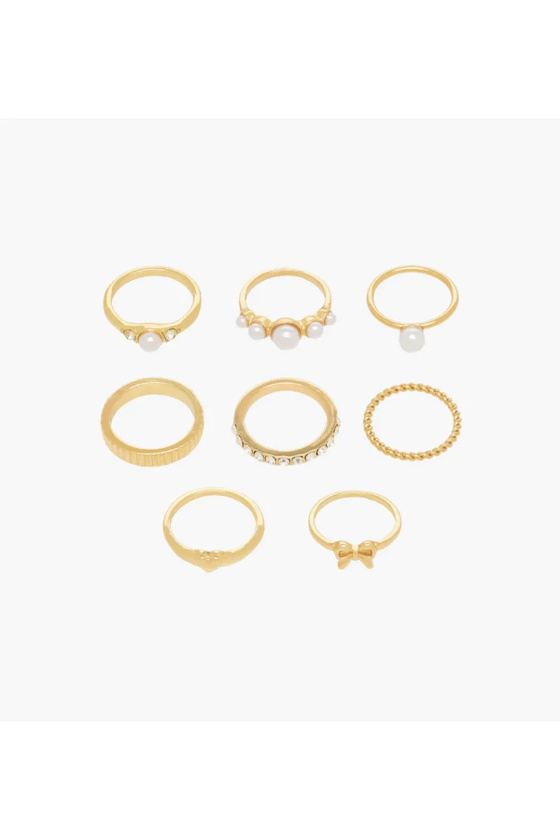 لايف ستايل Assorted Gold Tone Ring - Set of 8